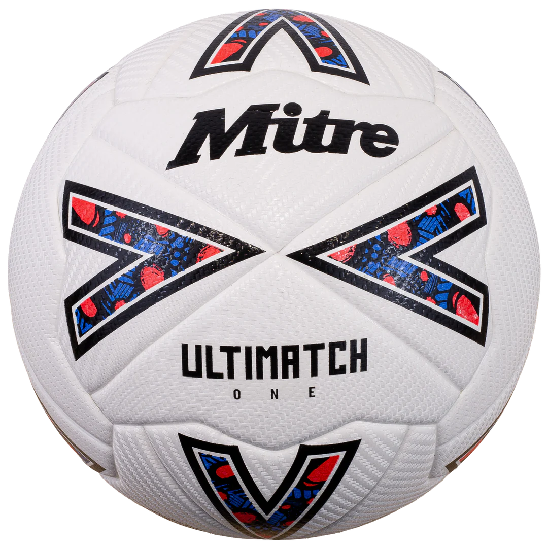 Mitre Ultimatch One Football - 3, White/Black/Red image