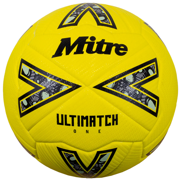 Mitre Ultimatch One Football - 4, Yellow/Black/Grey image