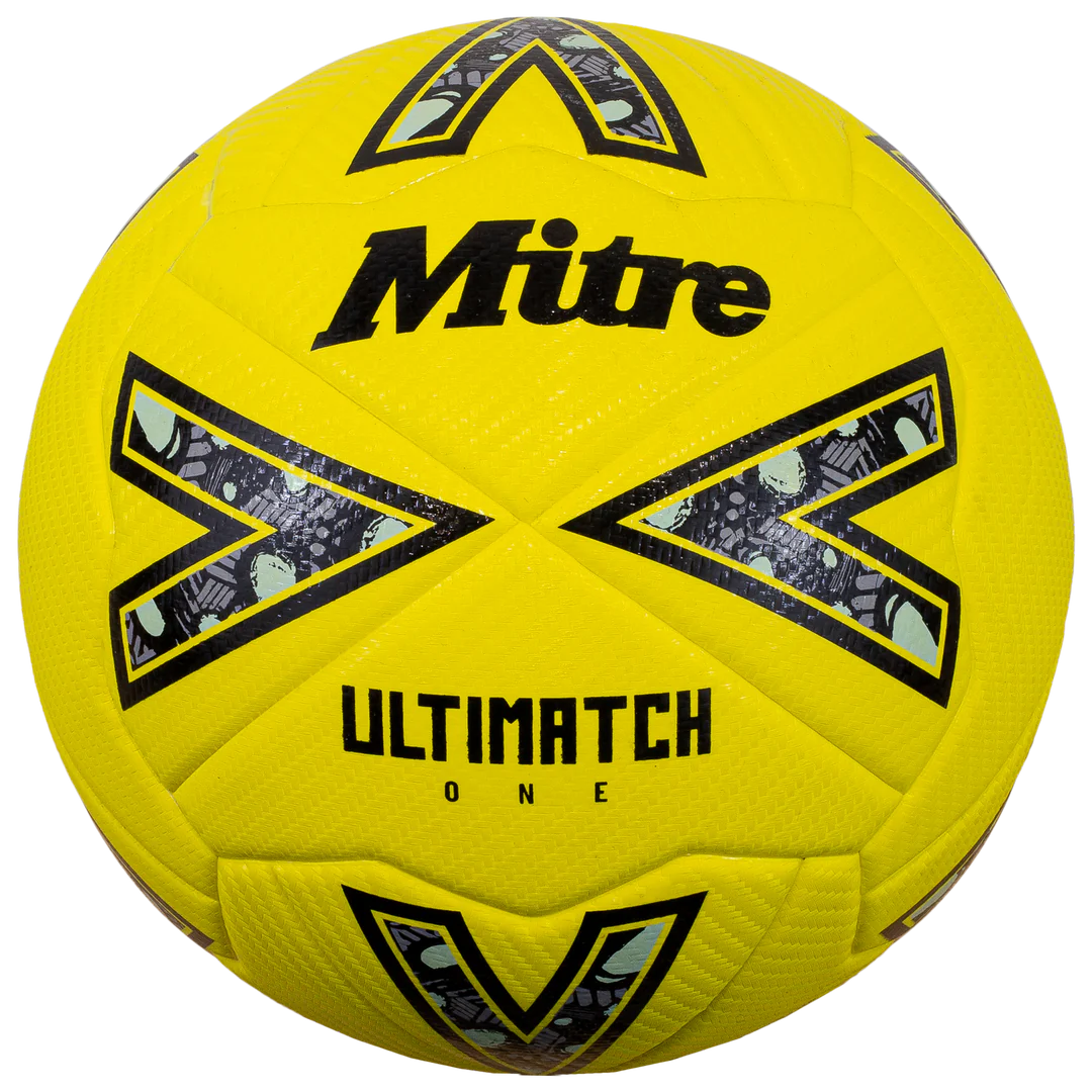 Mitre Ultimatch One Football - 5, Yellow/Black/Grey image