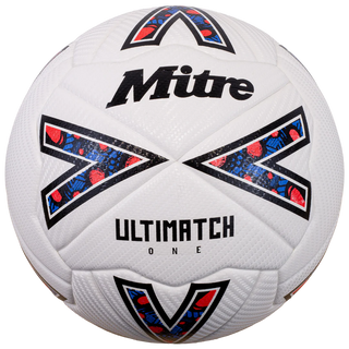 Mitre Ultimatch One Football - 4, White/Black/Red image